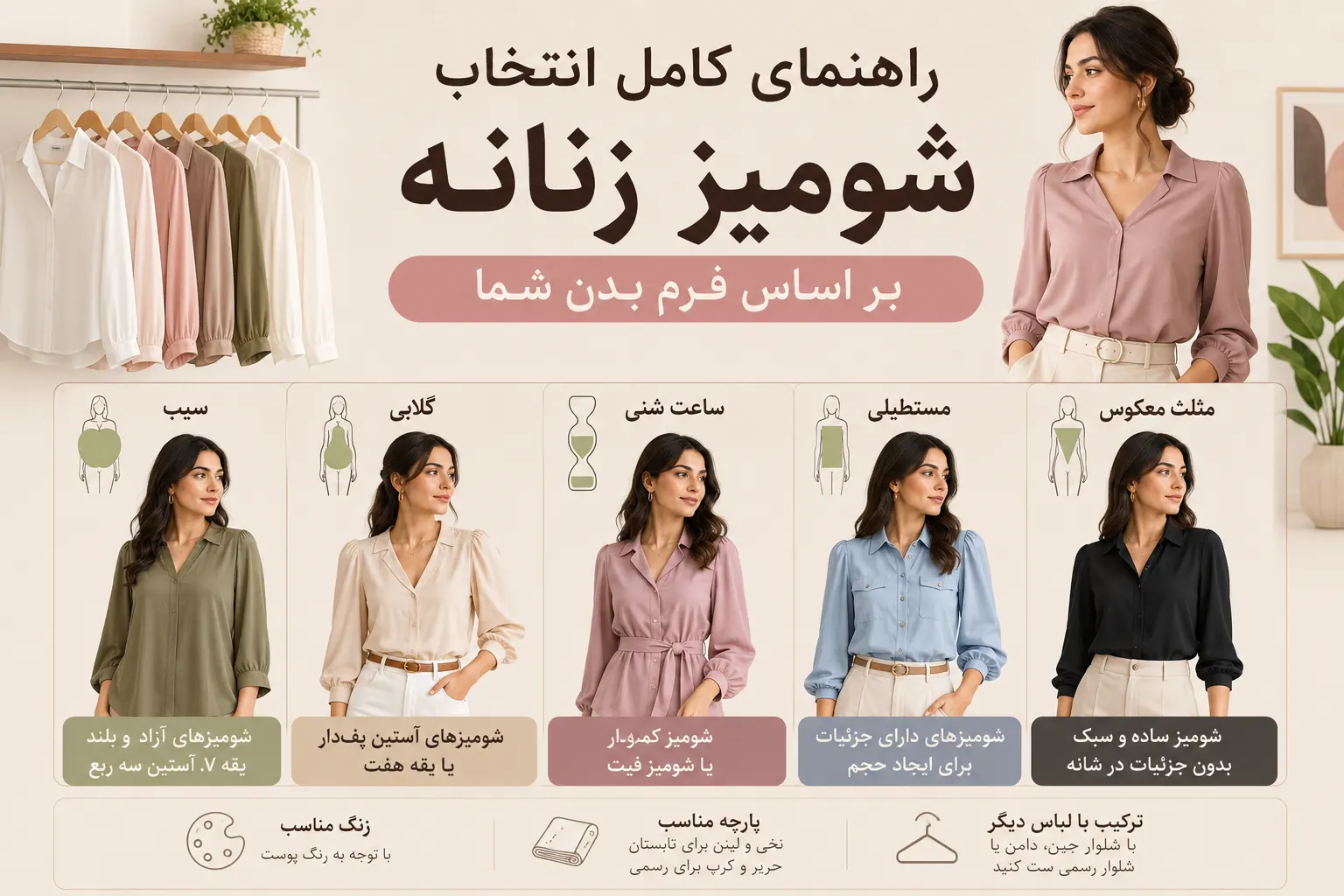 راهنمای کامل انتخاب شومیز زنانه بر اساس فرم بدن شما