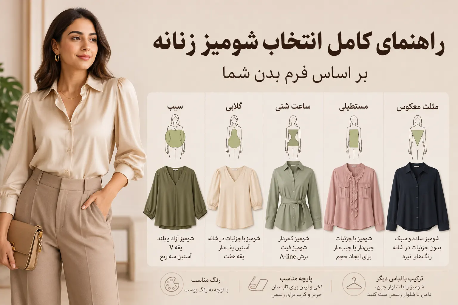 راهنمای کامل انتخاب شومیز زنانه بر اساس فرم بدن شما